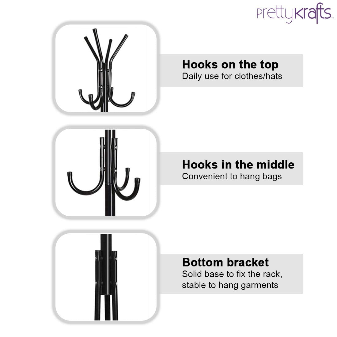 6-Hook Coat Hanger Iron Rack β Standing Shelf Unit for Home (Black) π π€