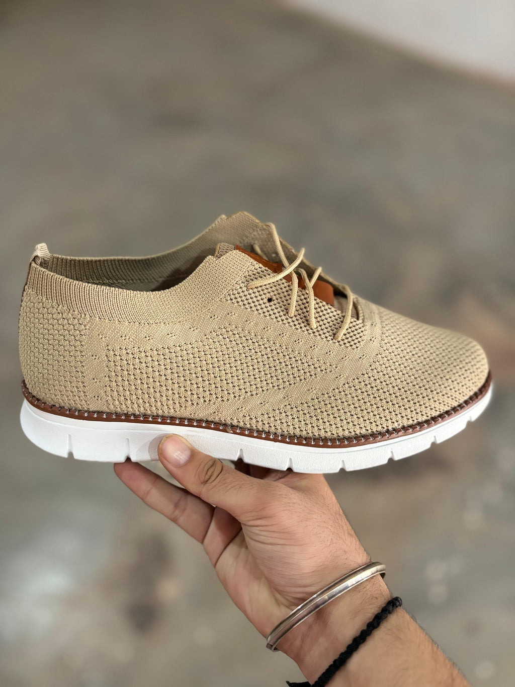 Men's Comfortable Casual Shoes – Tan | Breathable Mesh & Rubber Sole 👟