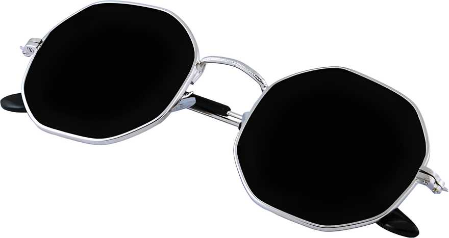 Unisex Round Sunglass – Black Lens 🕶️ Silver Metal Frame ✨🖤