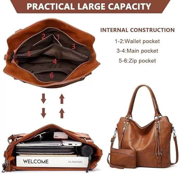 Stylish PU Leather Tote Bag for Women – 2 in 1 handbag