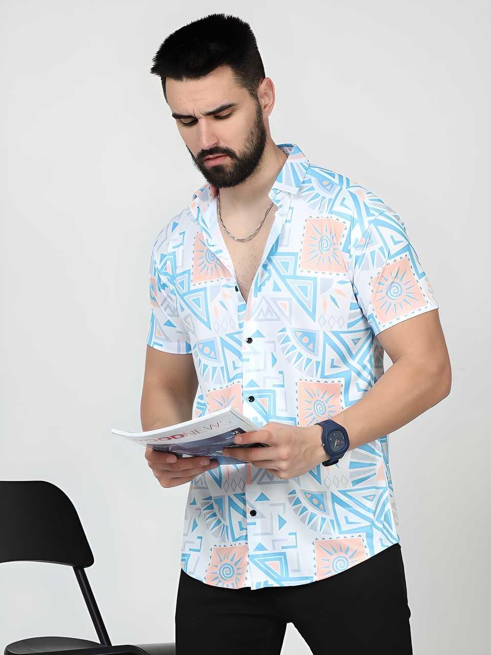 Men's Printed Rayon Half Sleeves Shirt 🌈👕