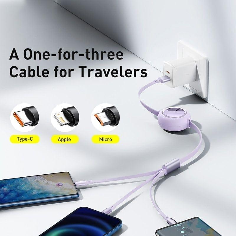 3 in 1 Universal Charging Data Cable – Fast Charge for Android, iOS & Type-C Devices 🔌📱
