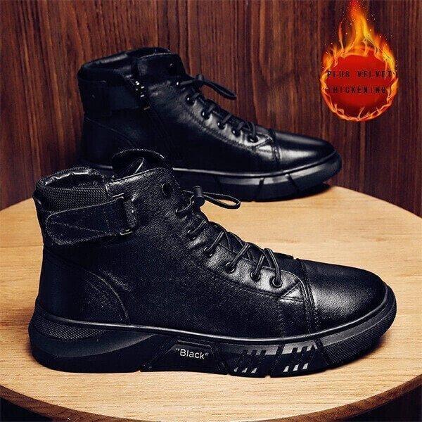 Men’s Casual Canvas Boots – Black High-Ankle Lace-Up 🖤👟