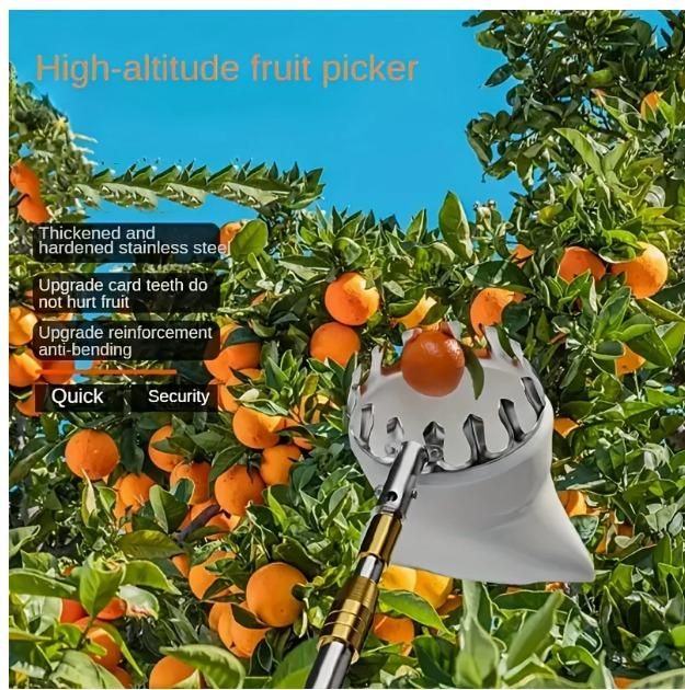 1 Set Fruit Picker Tool – Steel Fruit Picking Basket (Silver) 🌳✨