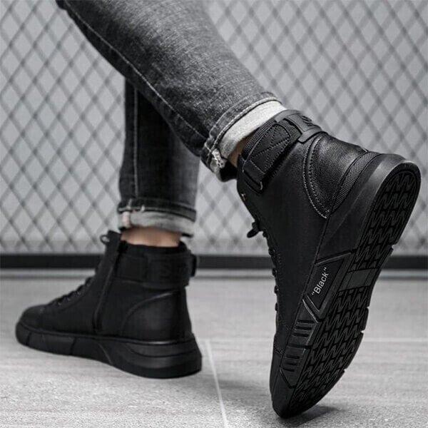 Men’s Casual Canvas Boots – Black High-Ankle Lace-Up 🖤👟