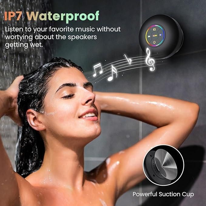 Large Suction Cup Waterproof Bluetooth Speaker with LED Light Show 🔊💦