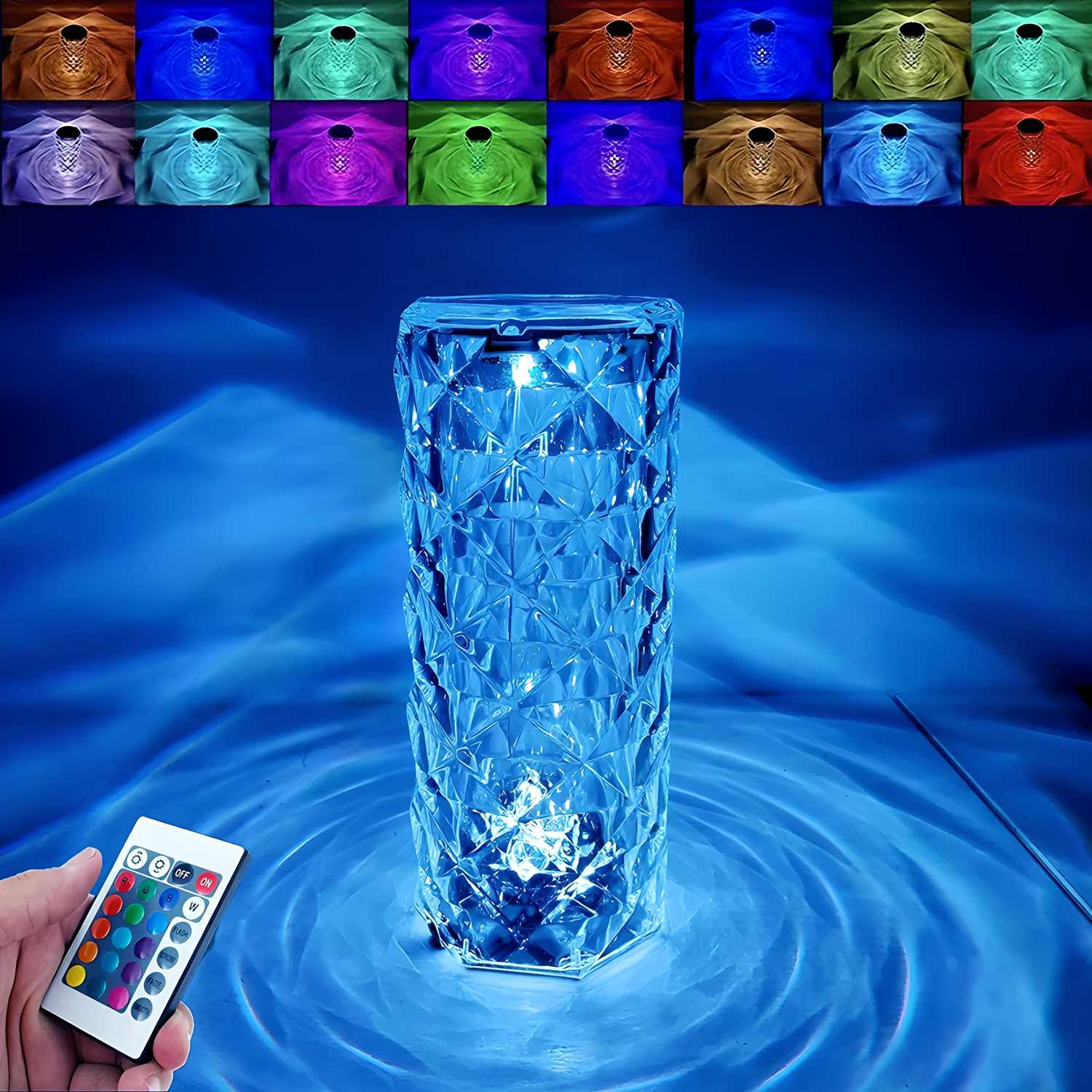 🌈 16-Color Changing Crystal Lamp ✨ | Rose Design 💎 | Romantic Vibes!