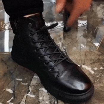 Men’s Casual Canvas Boots – Black High-Ankle Lace-Up 🖤👟