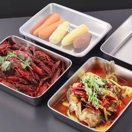 Non-Stick Baking Pan with Cover – Stainless Steel Food Storage Tray (Silver) 🍞✨