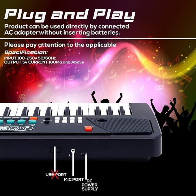 37 Keys Piano Keyboard Toy with Microphone, USB Power Cable & Sound Recording 🎶