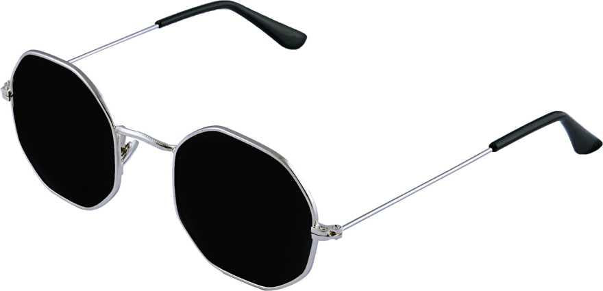 Unisex Round Sunglass – Black Lens 🕶️ Silver Metal Frame ✨🖤