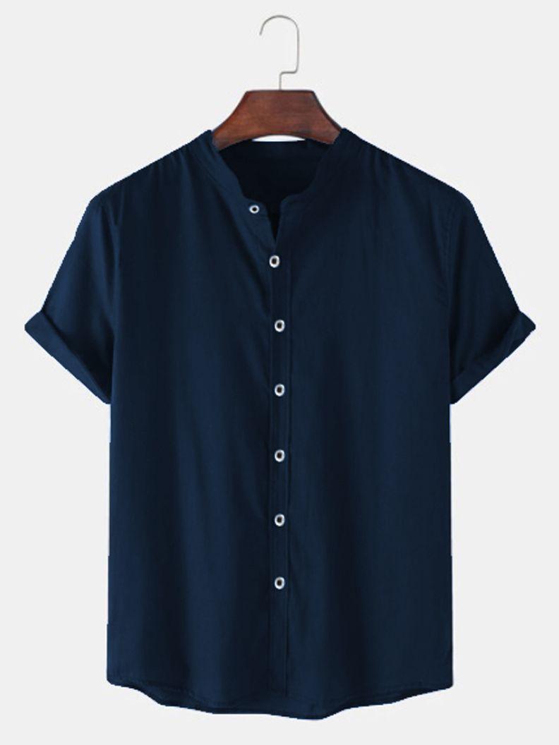 Cotton Solid Half Sleeves Polo Neck Mens Shirt