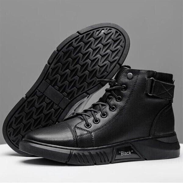 Men’s Casual Canvas Boots – Black High-Ankle Lace-Up 🖤👟