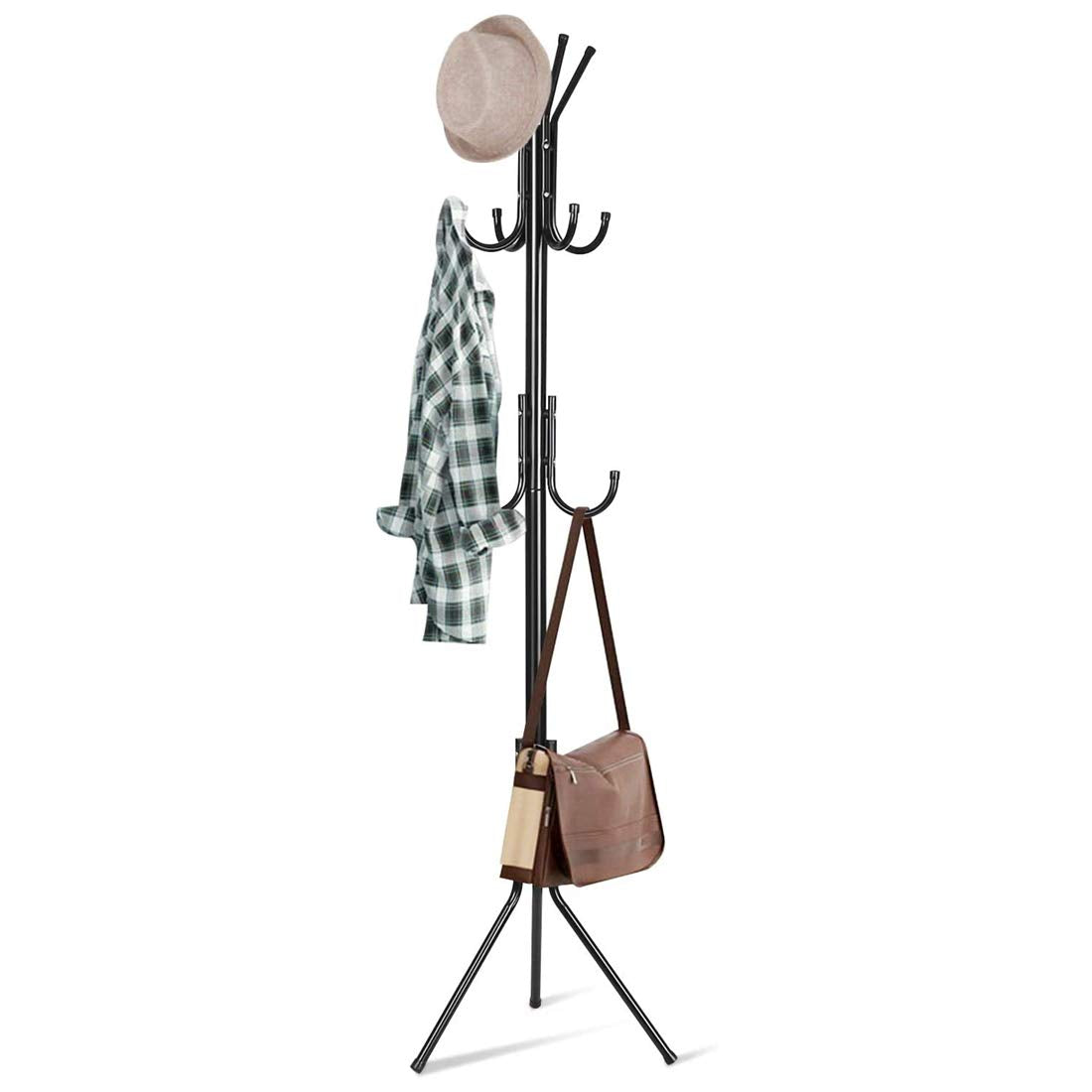 6-Hook Coat Hanger Iron Rack – Standing Shelf Unit for Home (Black) 🏠🖤