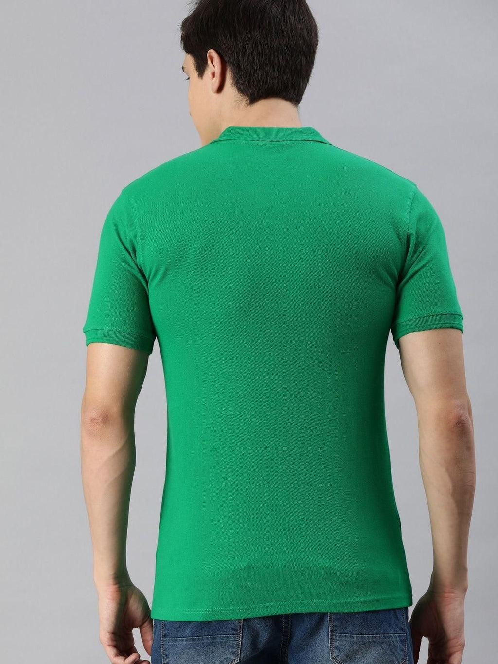 Cotton Blend Solid Half Sleeves Polo T-Shirt (Green)