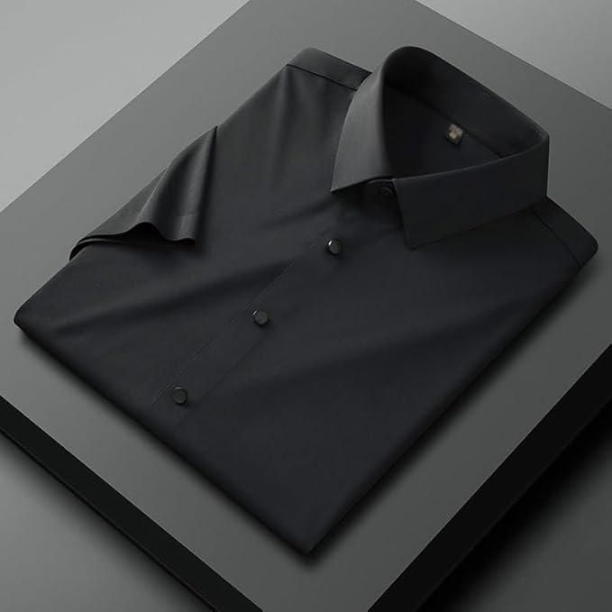 Men's Regular Fit Half Sleeves Solid Satin Formal Shirt 👔🖤