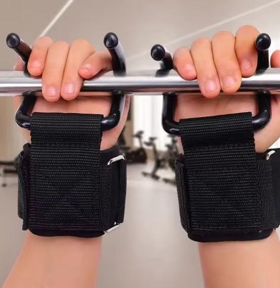 Weight Lifting Rod Hooks Wrist Support (Pack of 2)