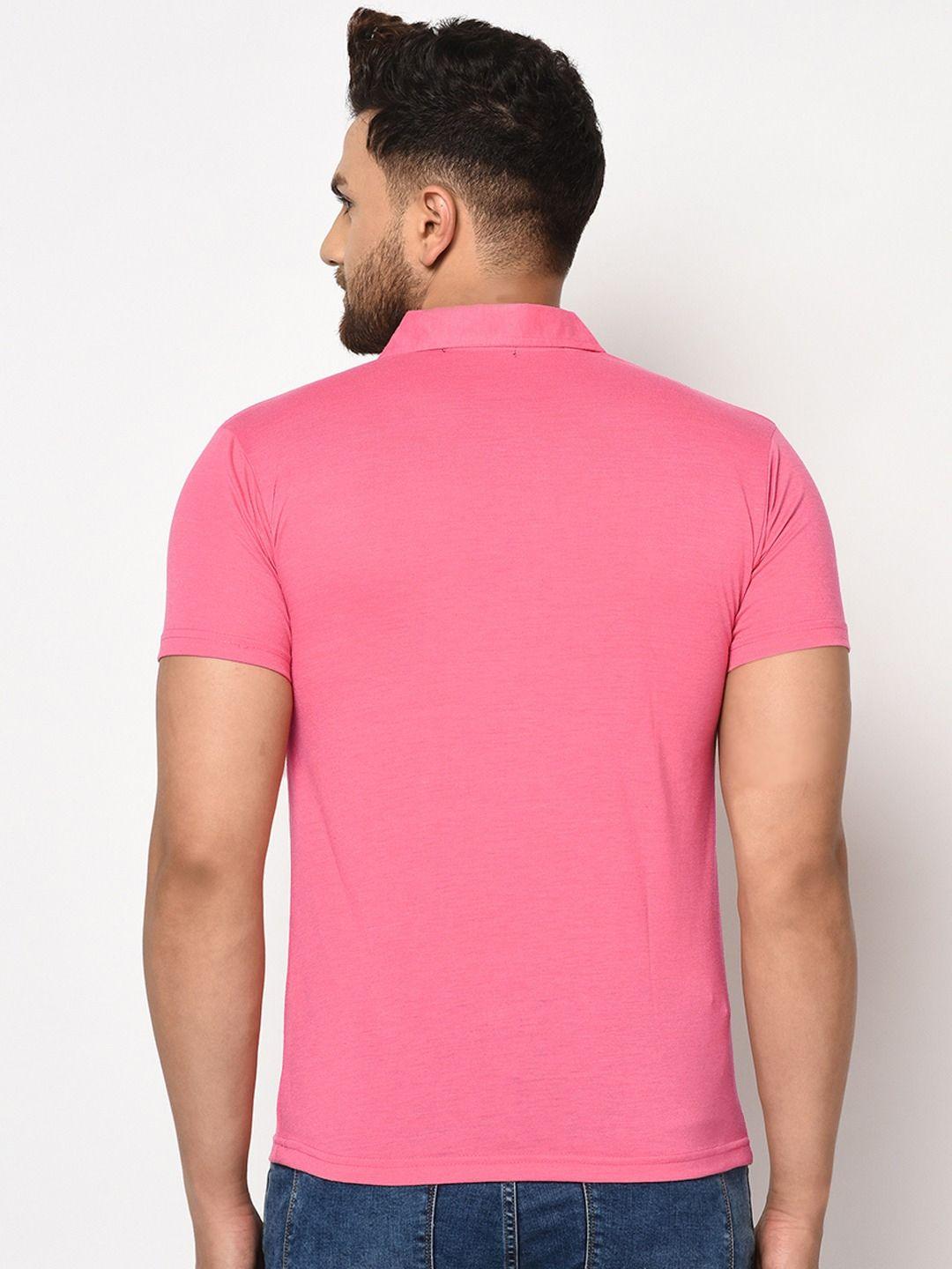 Cotton Blend Solid Half Sleeves Polo T-Shirt (Pink)