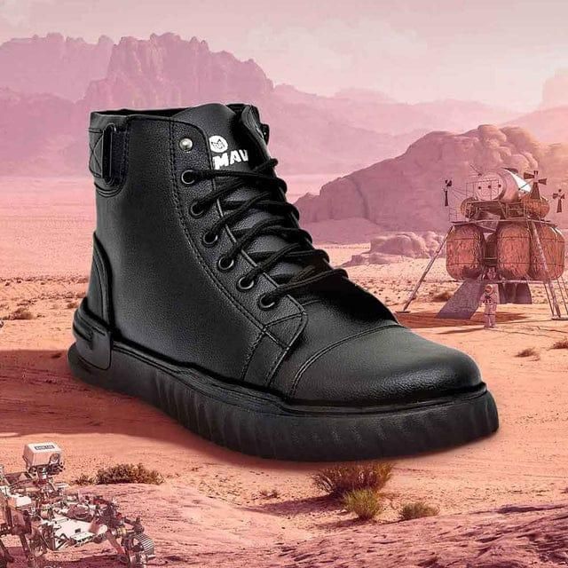 Men’s Korean Style High-Top Casual Shoes (Black) 🇰🇷✨