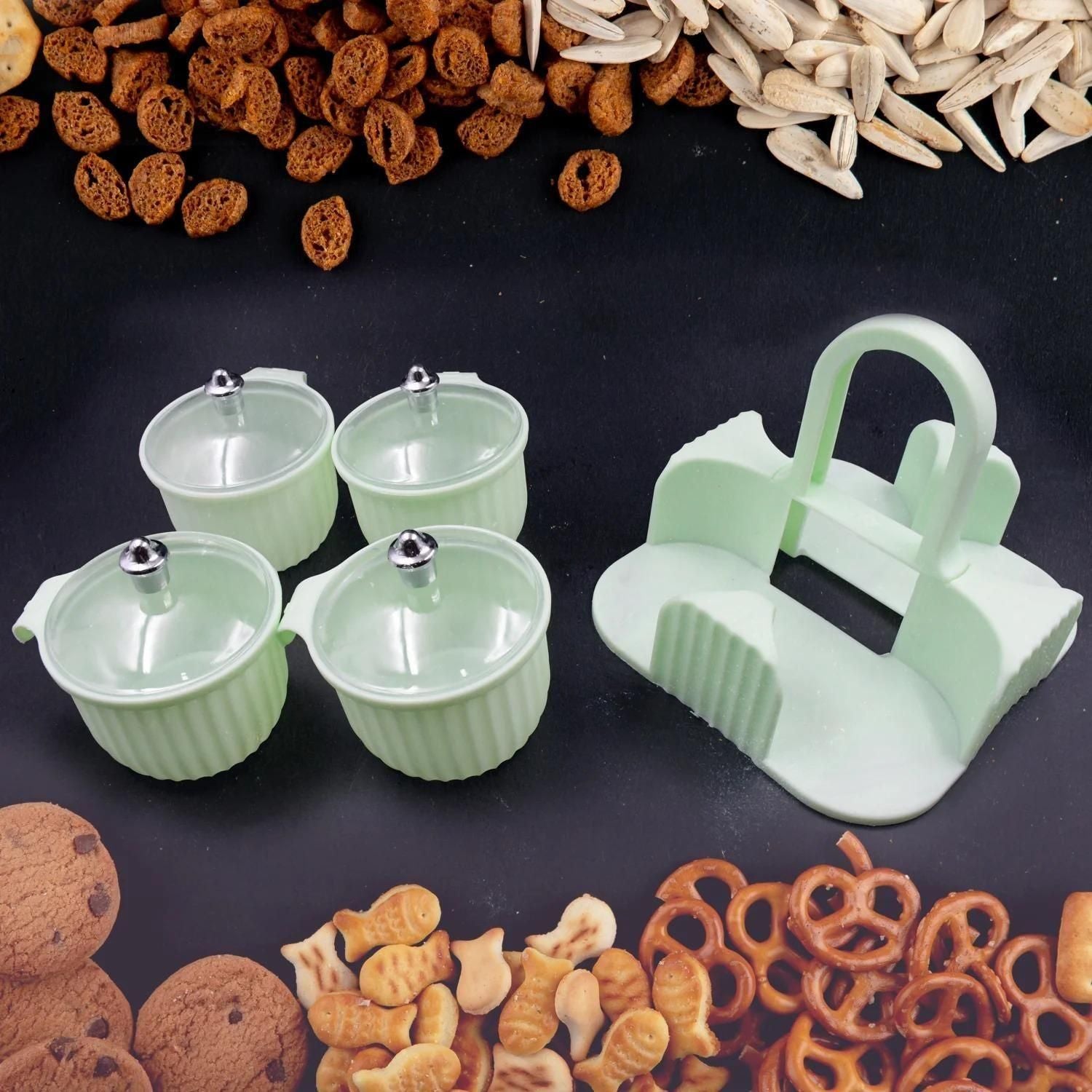 Multipurpose 4-Pcs Storage Jar Set with Tray – Spice & Dry Storage Organizer 🧺✨