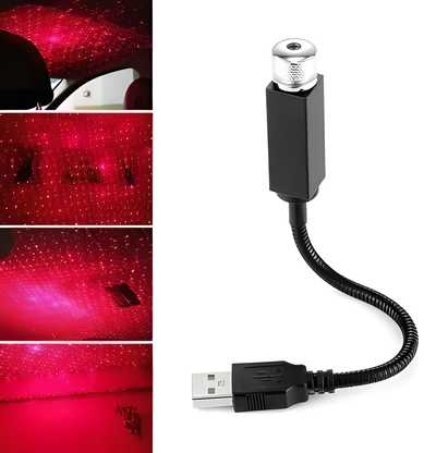 Star Lamp USB Car Star Ceiling Light – Romantic Sky Projection (Red) ❤️✨