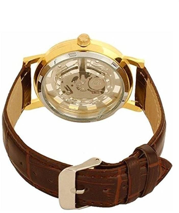 Unique Gold Dial Leather Analog Watch - for Men ⌚💛