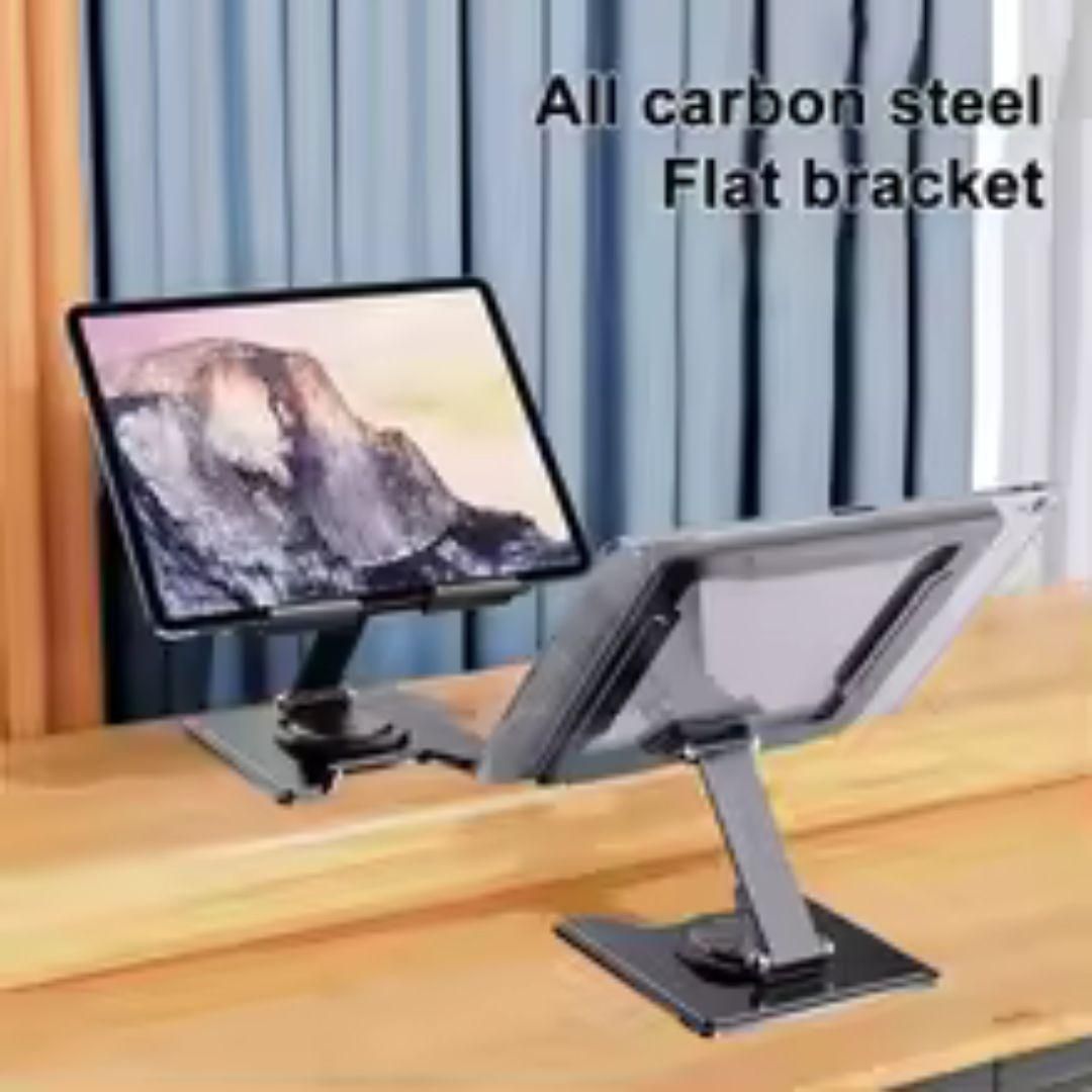360° Rotating Tablet Stand – Adjustable Carbon Steel Base for Desk & Table Use
