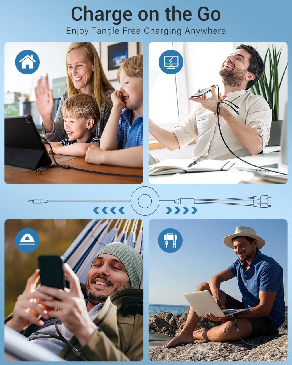 3 in 1 Universal Charging Data Cable – Fast Charge for Android, iOS & Type-C Devices 🔌📱