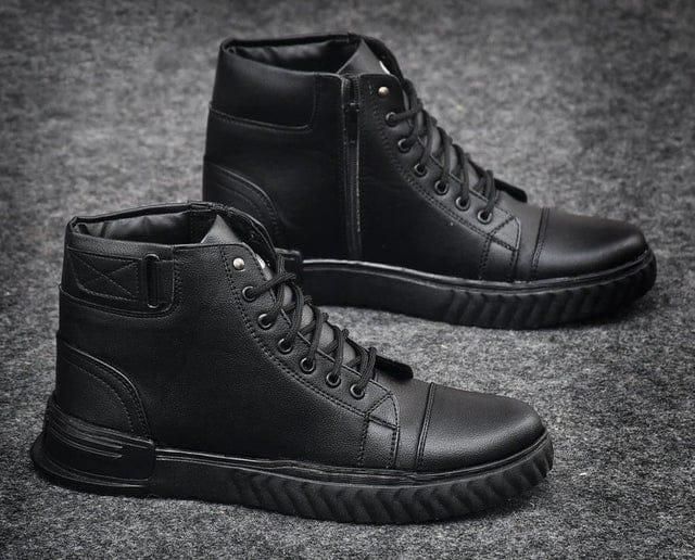 Men’s Korean Style High-Top Casual Shoes (Black) 🇰🇷✨