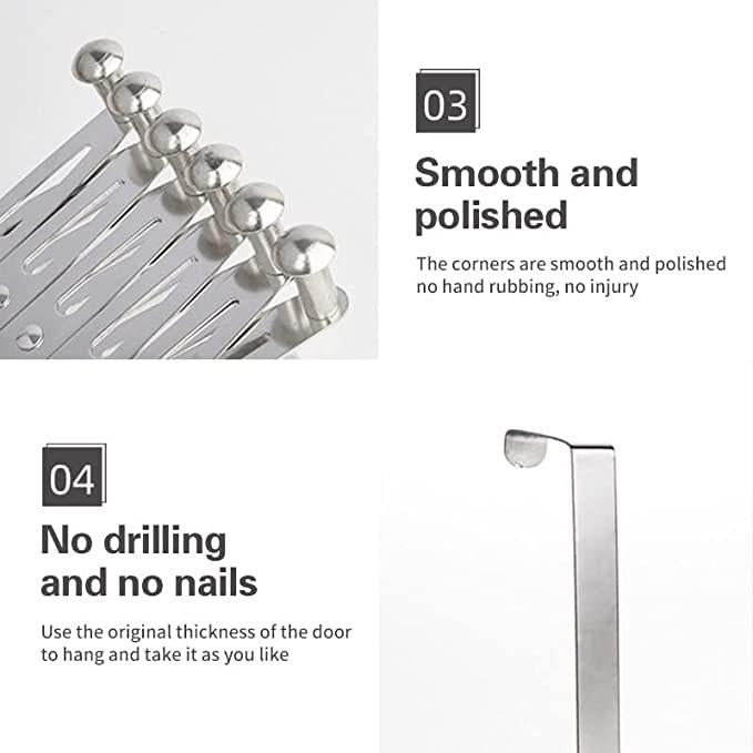 Bitnex 6 Alloy Steel Hooks for Clothes, Wardrobe (Silver)
