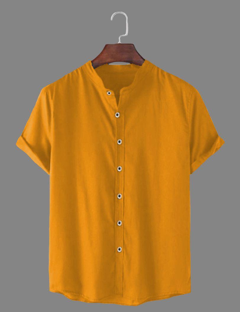 Cotton Solid Half Sleeves Polo Neck Mens Shirt (Orange)