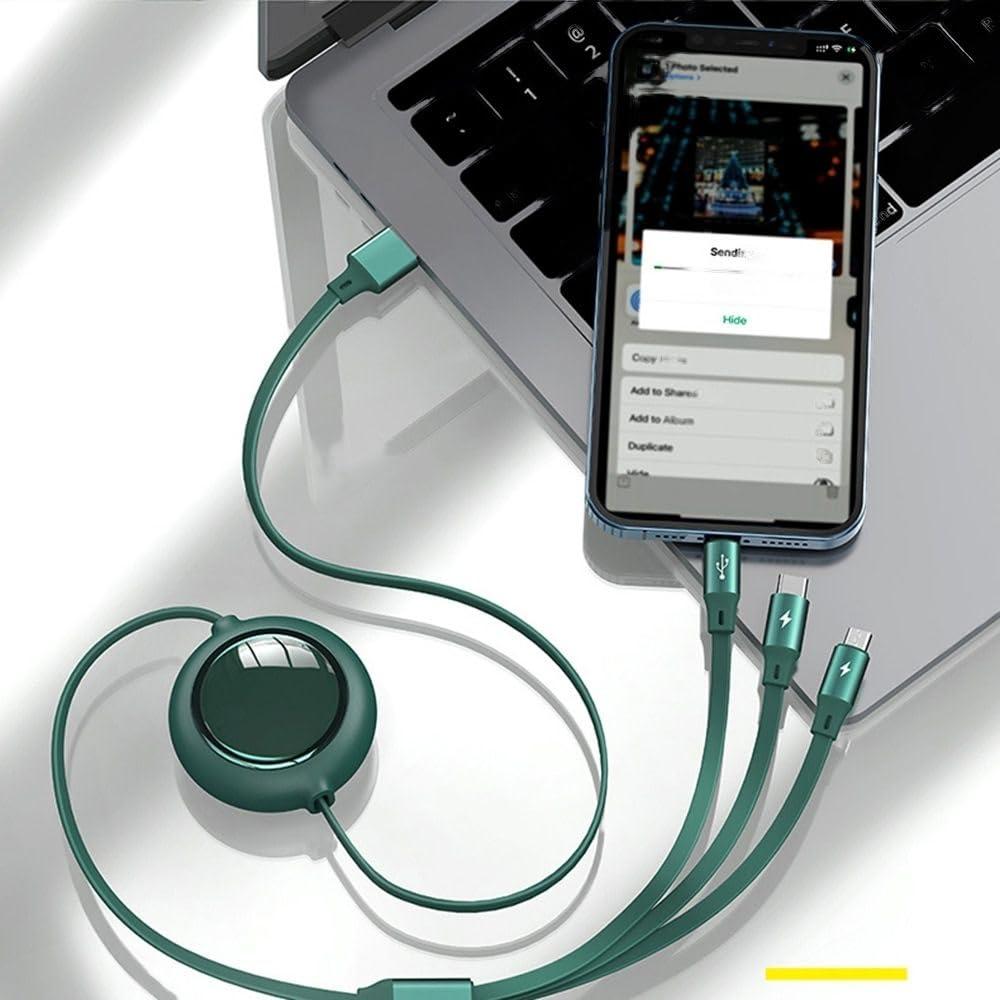3 in 1 Universal Charging Data Cable – Fast Charge for Android, iOS & Type-C Devices 🔌📱