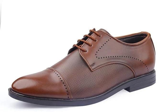 Men’s Formal Shoes – Classic Brown Synthetic Leather Lace-Ups 🟤✨