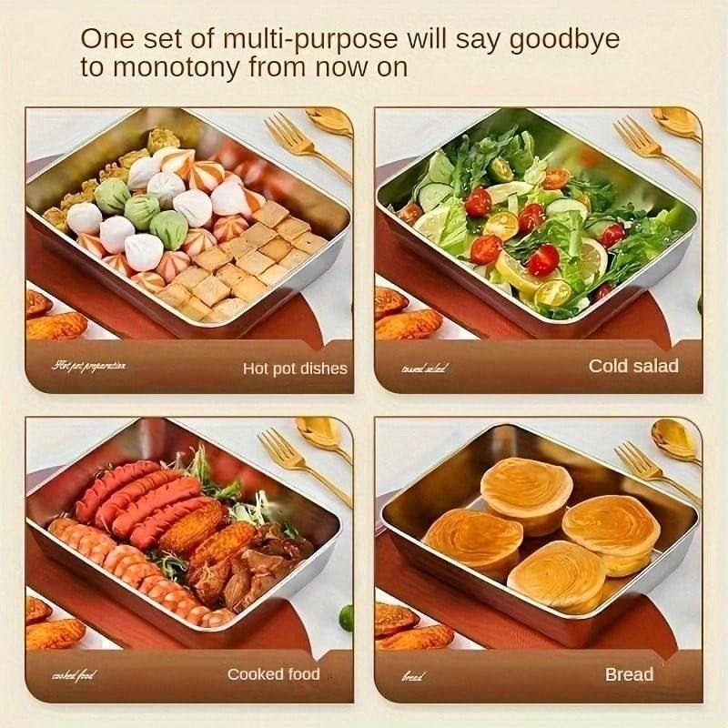 Non-Stick Baking Pan with Cover – Stainless Steel Food Storage Tray (Silver) 🍞✨