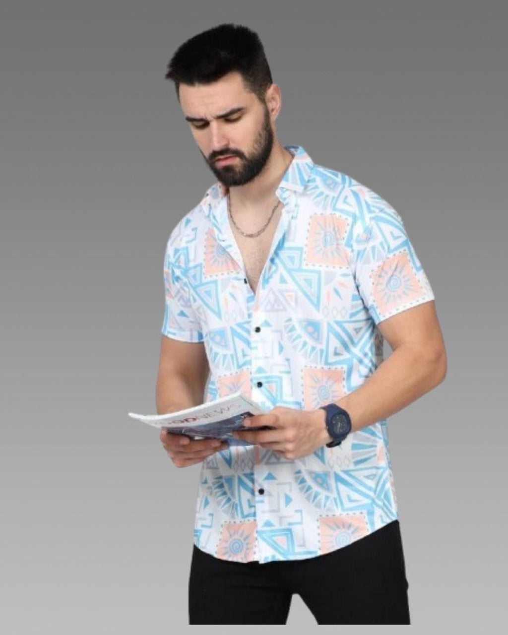 Men's Printed Rayon Half Sleeves Shirt 🌈👕