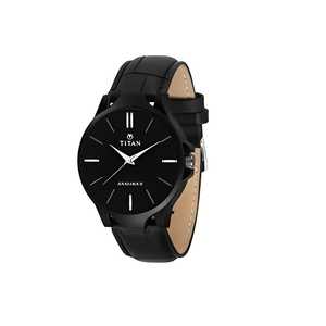 Men's Analog Titan Leather Watch ⌚
