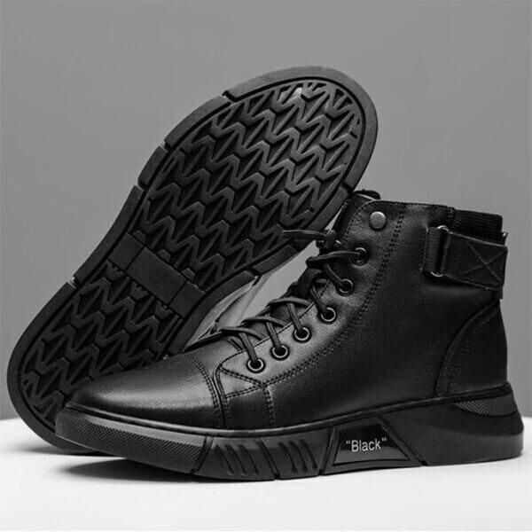 Men’s Casual Canvas Boots – Black High-Ankle Lace-Up 🖤👟