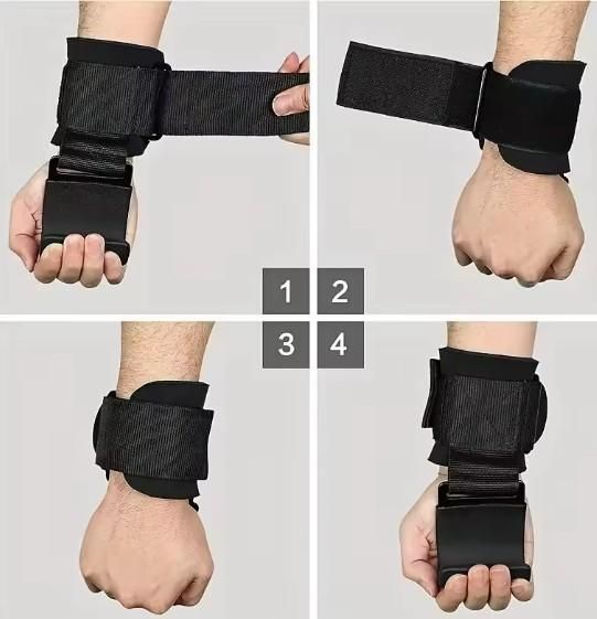 Weight Lifting Rod Hooks Wrist Support (Pack of 2)