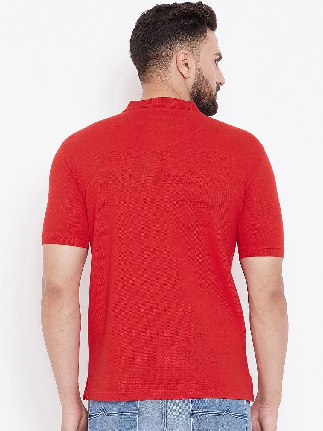 Cotton Blend Solid Half Sleeves Polo T-Shirt (Red)