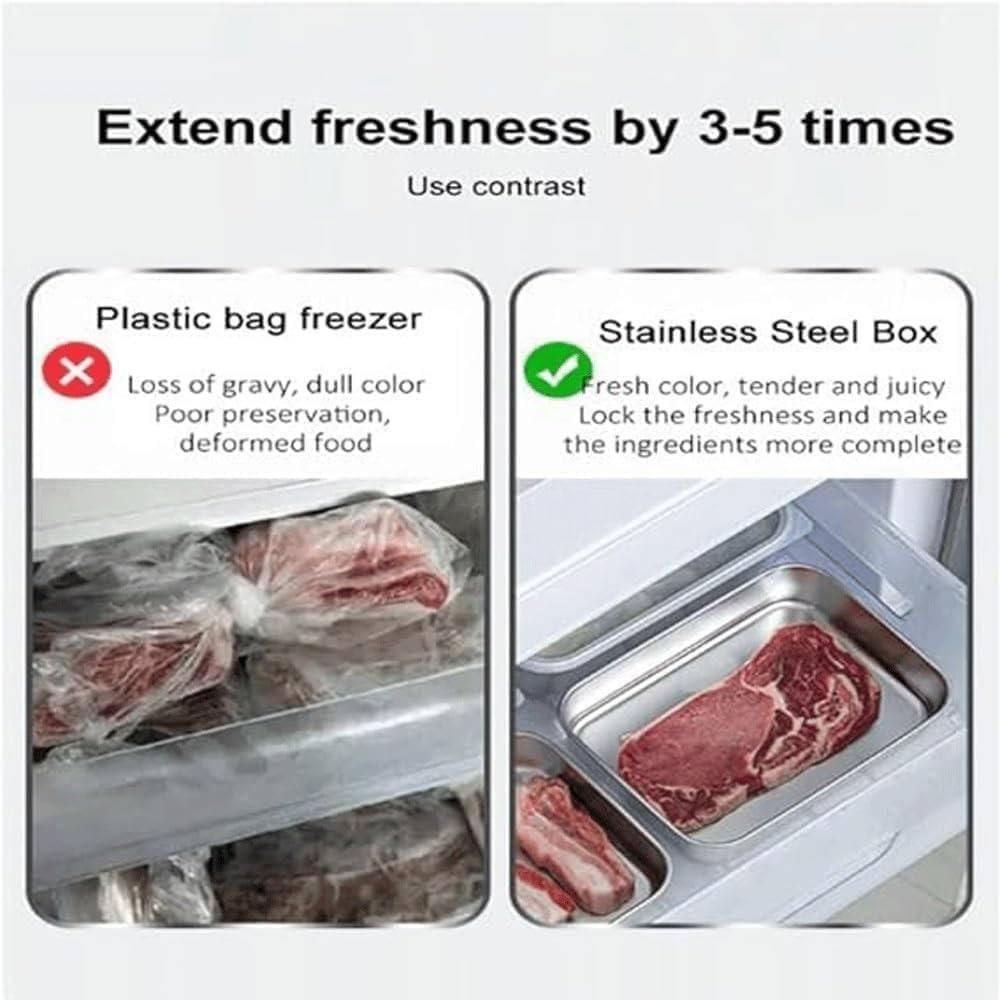 Non-Stick Baking Pan with Cover – Stainless Steel Food Storage Tray (Silver) 🍞✨