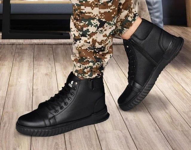 Men’s Korean Style High-Top Casual Shoes (Black) 🇰🇷✨