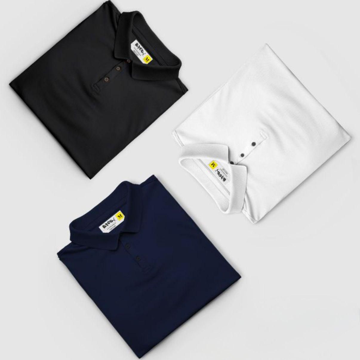 Poly Cotton Solid Half Sleeves Mens Polo T-shirt (Pack of 3) 👕✨
